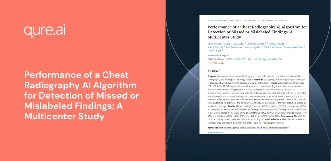 Performance of a Chest Radiography AI Algorithm for Detection of Missed or Mislabeled Findings A Multicenter Study.webp